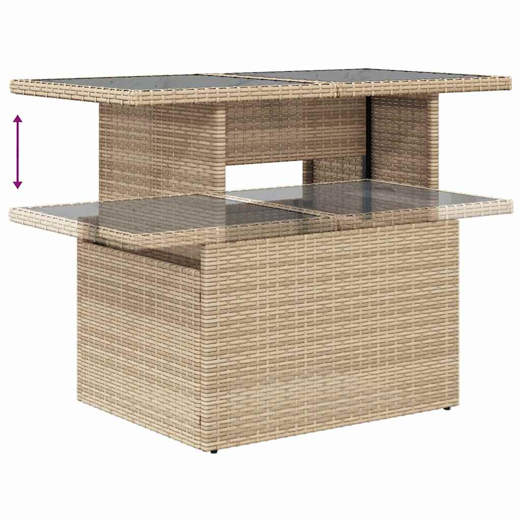 Sjedeća garnitura za vrt s jastukom 10 pcs Bež Poli Ratan