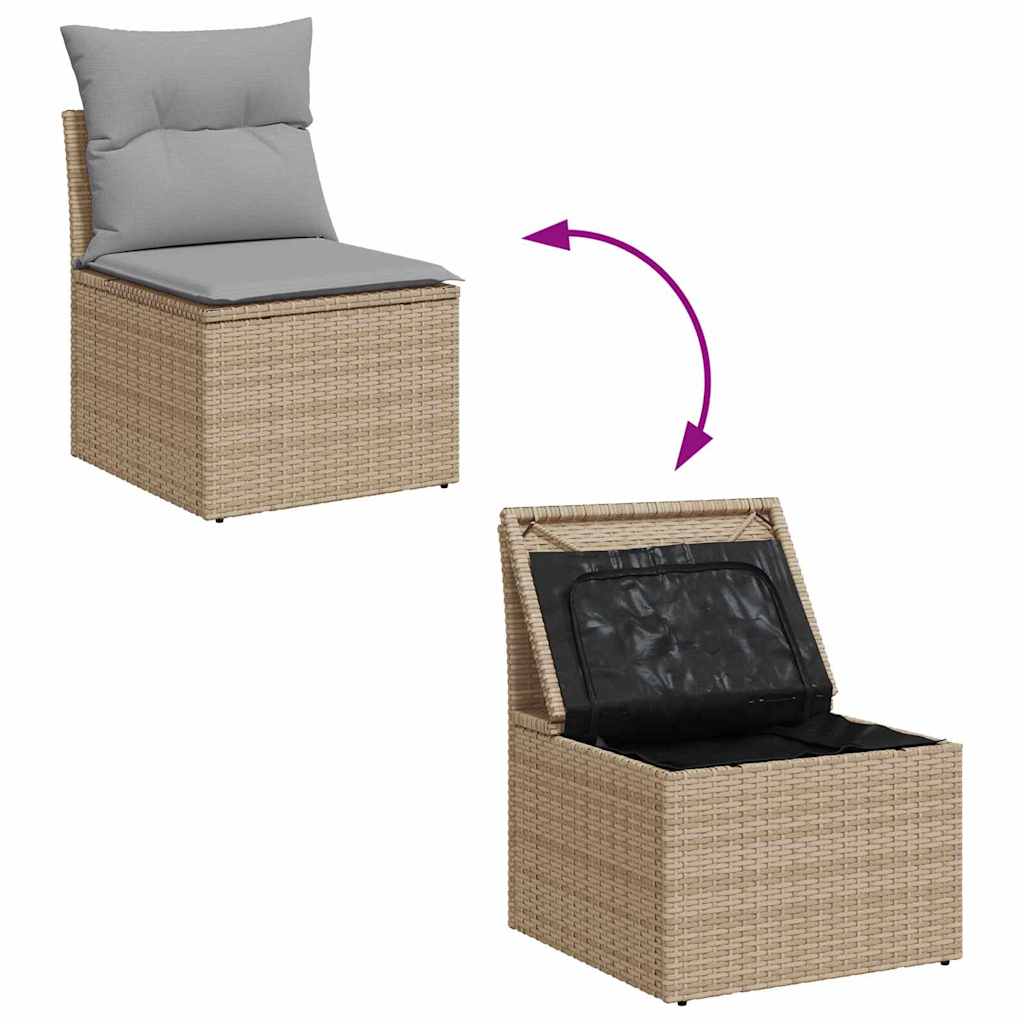 Sjedeća garnitura za vrt s pohranom 9 pcs Bež Poli ratan