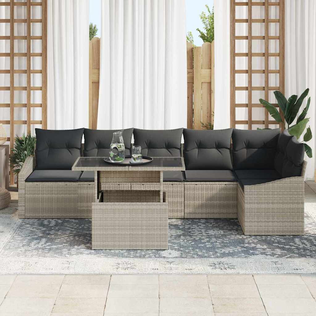 Sjedeća garnitura za vrt 7 pcs Svijetlo siva i tamno siva