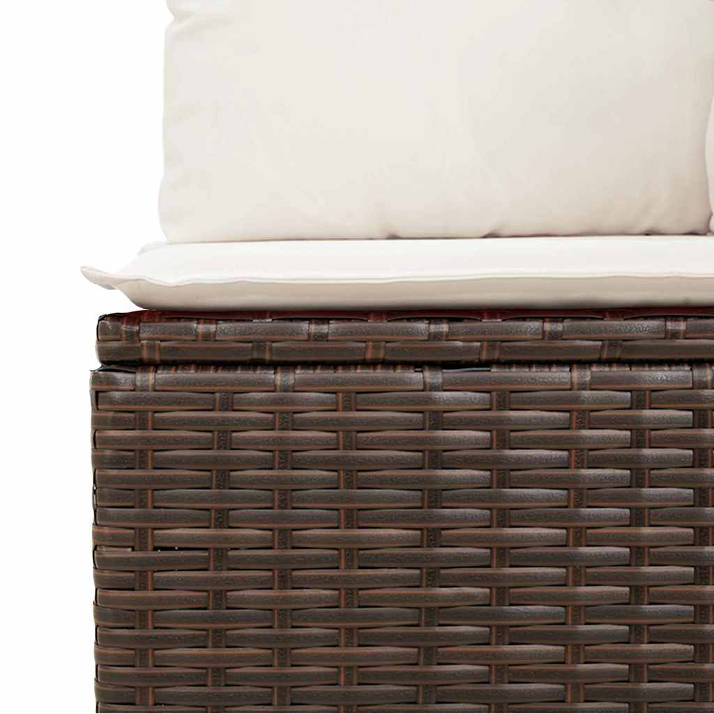 Sjedeća garnitura za vrt s jastukom 9 pcs Smeđa i krem
