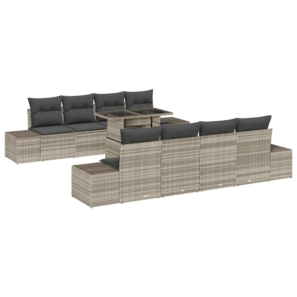 Sjedeća garnitura za vrt 9 pcs Svijetlo siva i tamno siva