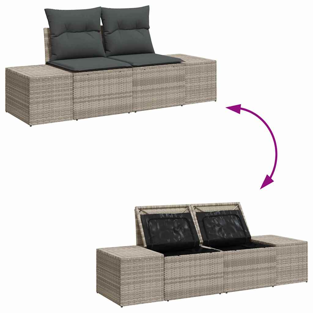 Sjedeća garnitura za vrt 10 pcs Svijetlo siva Poli ratan