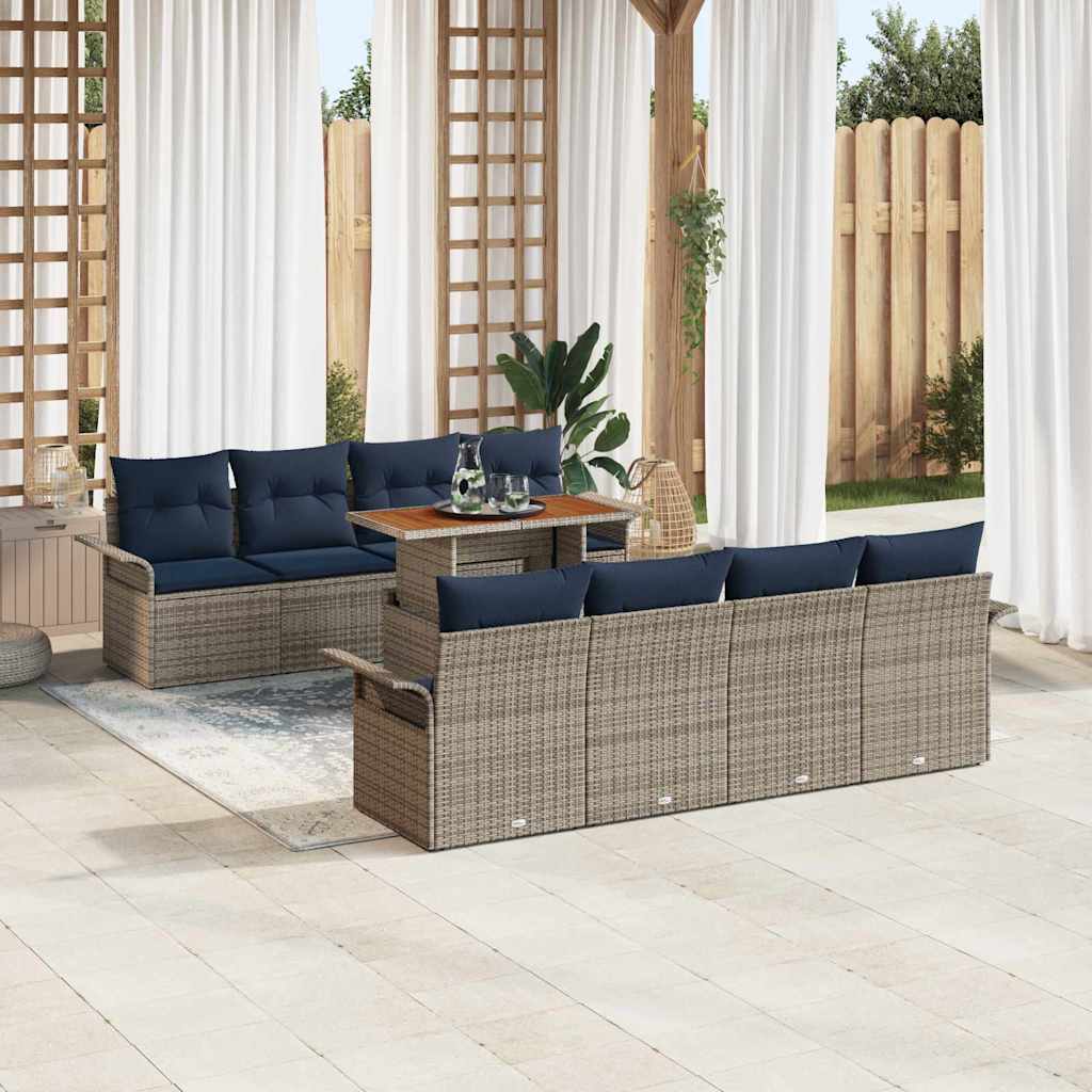 Sjedeća garnitura za vrt s pohranom 9 pcs Siva Poli ratan