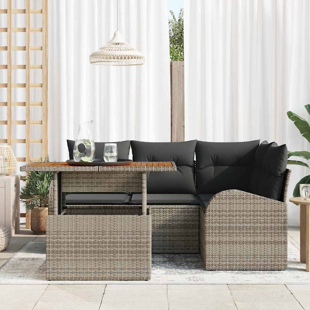 Sjedeća garnitura za vrt s pohranom 5 pcs Siva Poli ratan