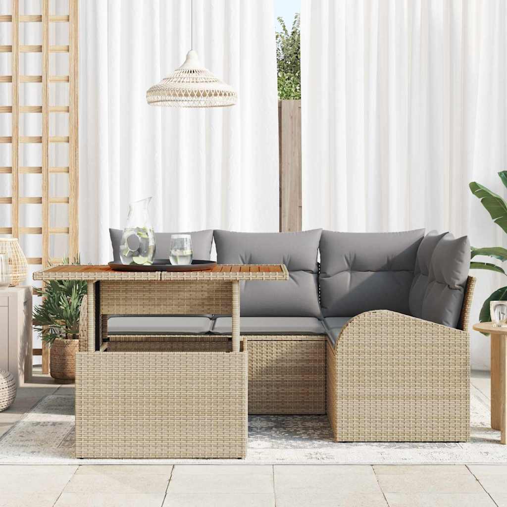 Sjedeća garnitura za vrt s pohranom 5 pcs Bež Poli ratan