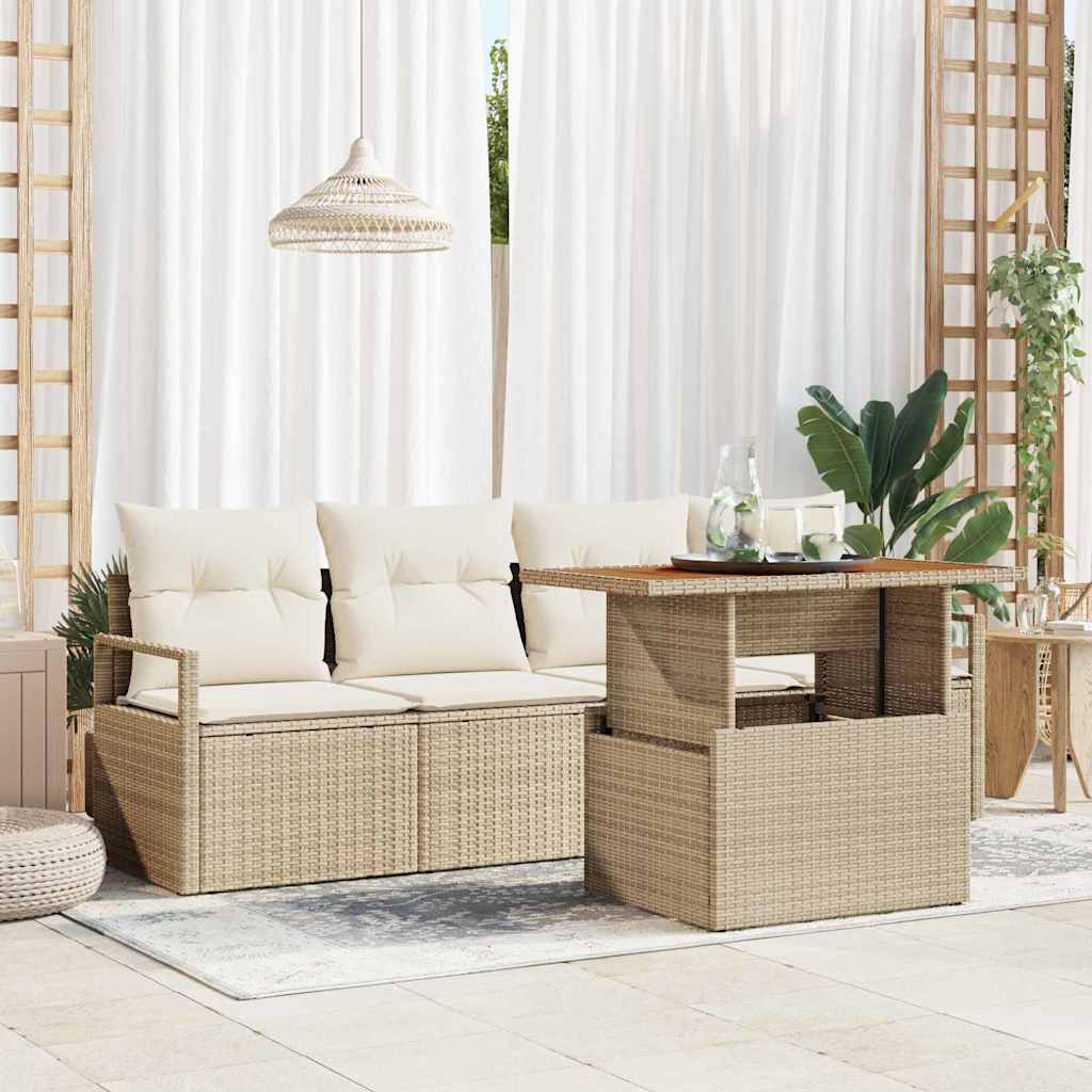 Sjedeća garnitura za vrt s pohranom 5 pcs Bež Poli ratan