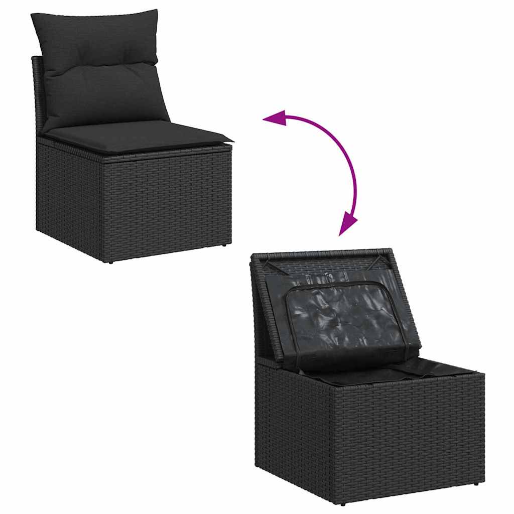 Sjedeća garnitura za vrt s pohranom 10 pcs Crna Poli ratan