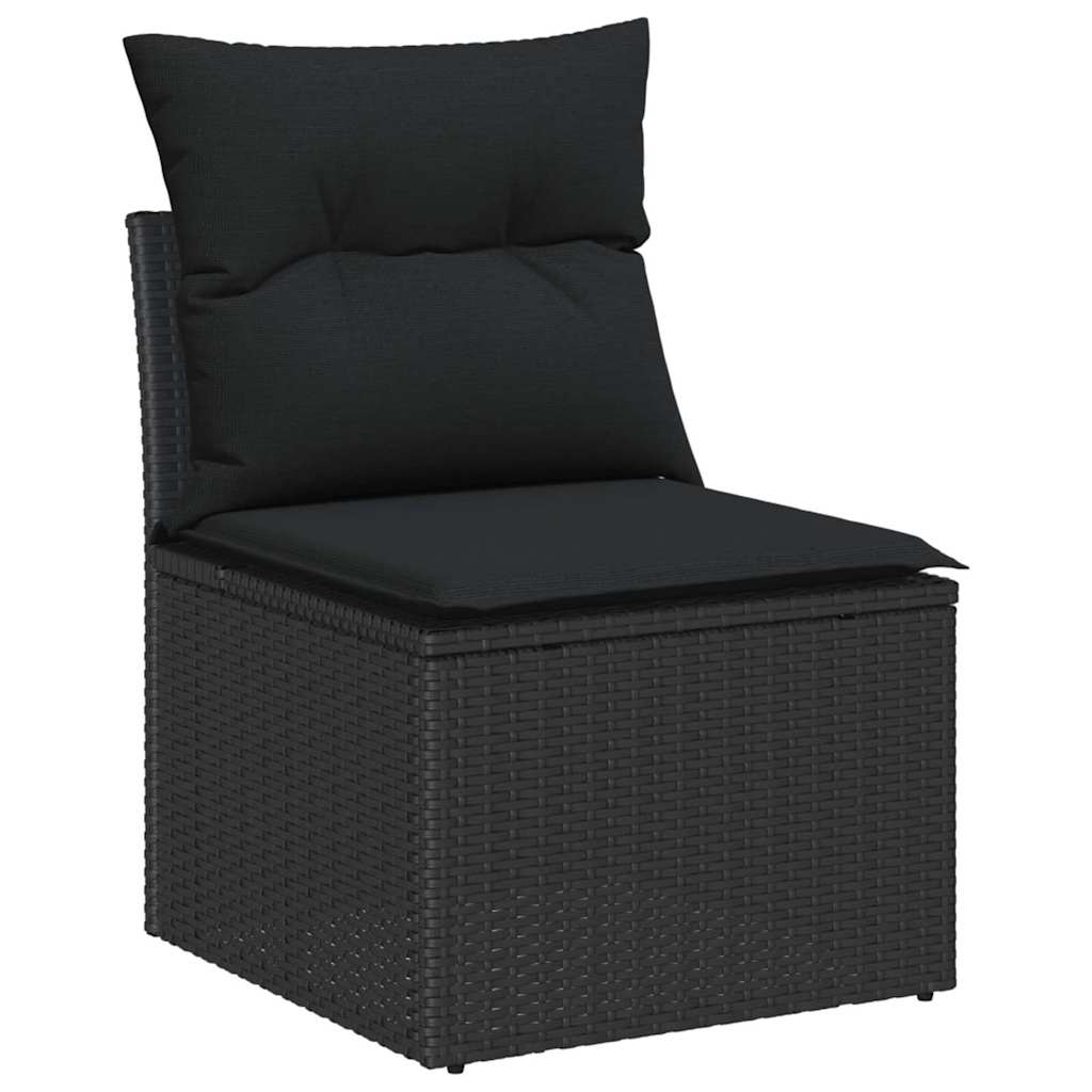 Sjedeća garnitura za vrt s pohranom 11 pcs Crna Poli ratan