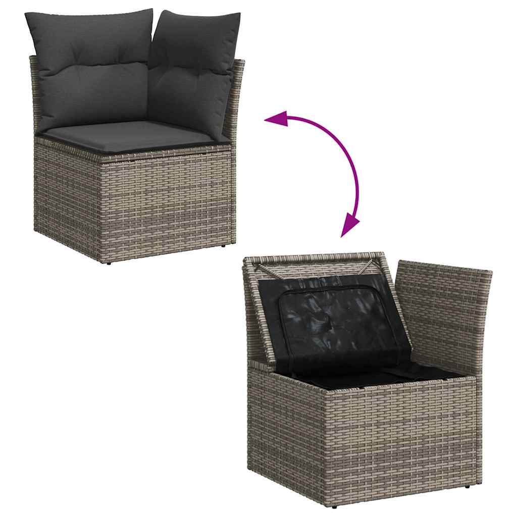 Sjedeća garnitura za vrt s pohranom 5 pcs Siva Poli ratan