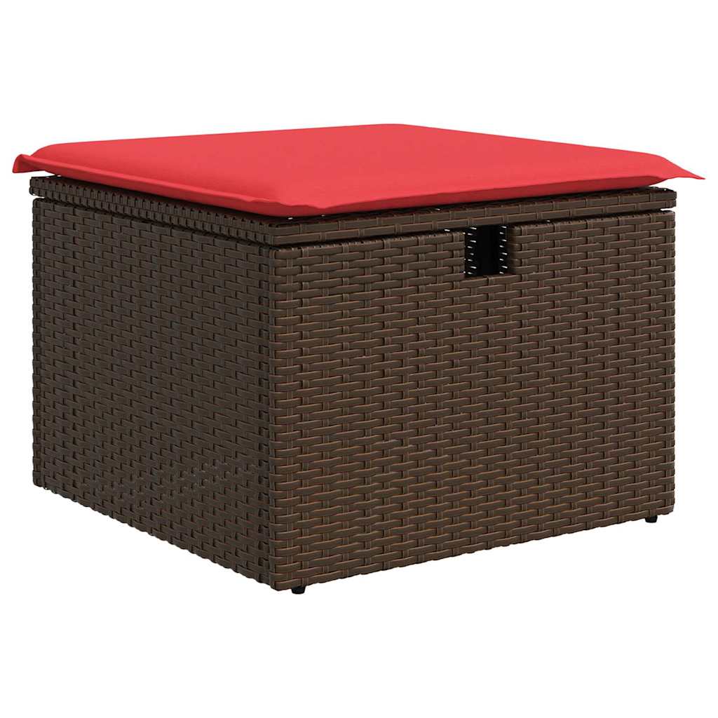Sjedeća garnitura za vrt 9 pcs Smeđa i crvena poliratan