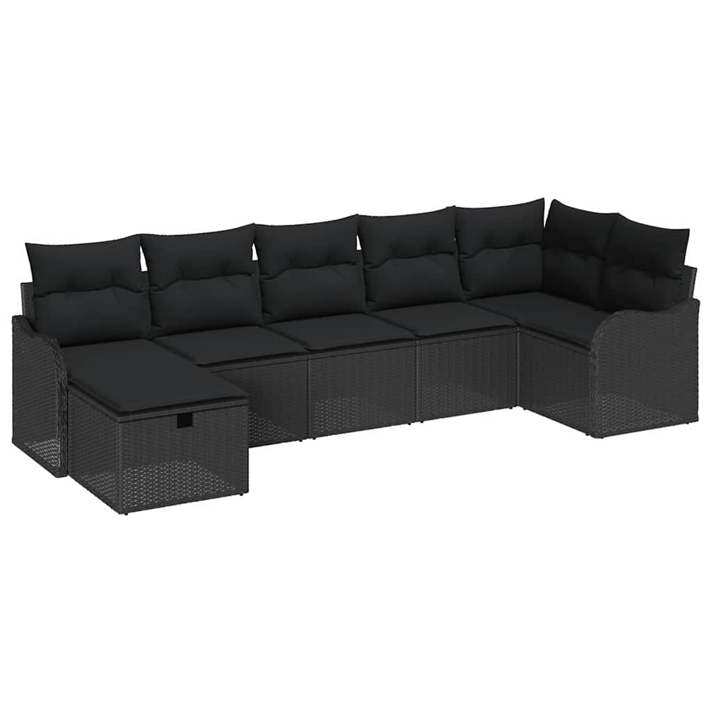 Set sofe s jastukom s pohranom 7 pcs Crna poliratan