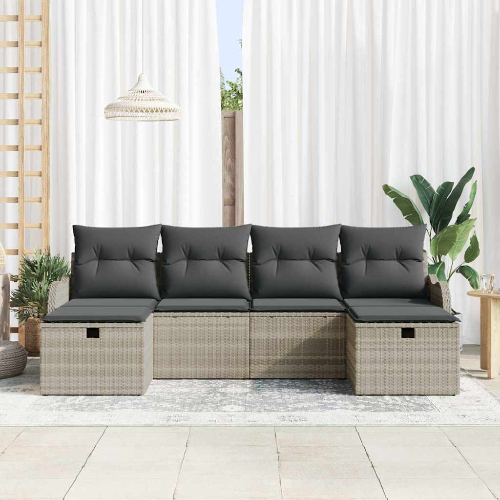 Set sofe s jastukom s pohranom 6 pcs Svijetlo siva poliratan