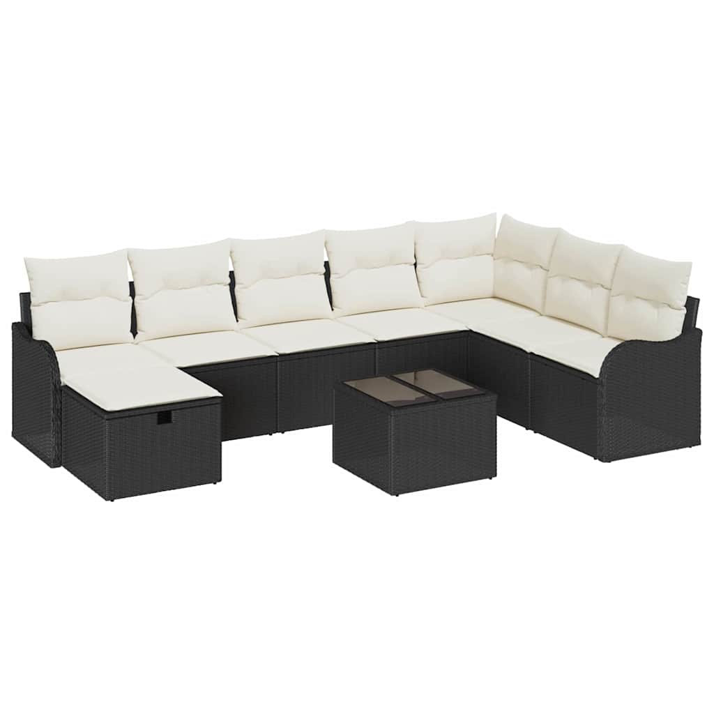 Set sofe s jastukom s pohranom 9 pcs Crna i Krema poliratan