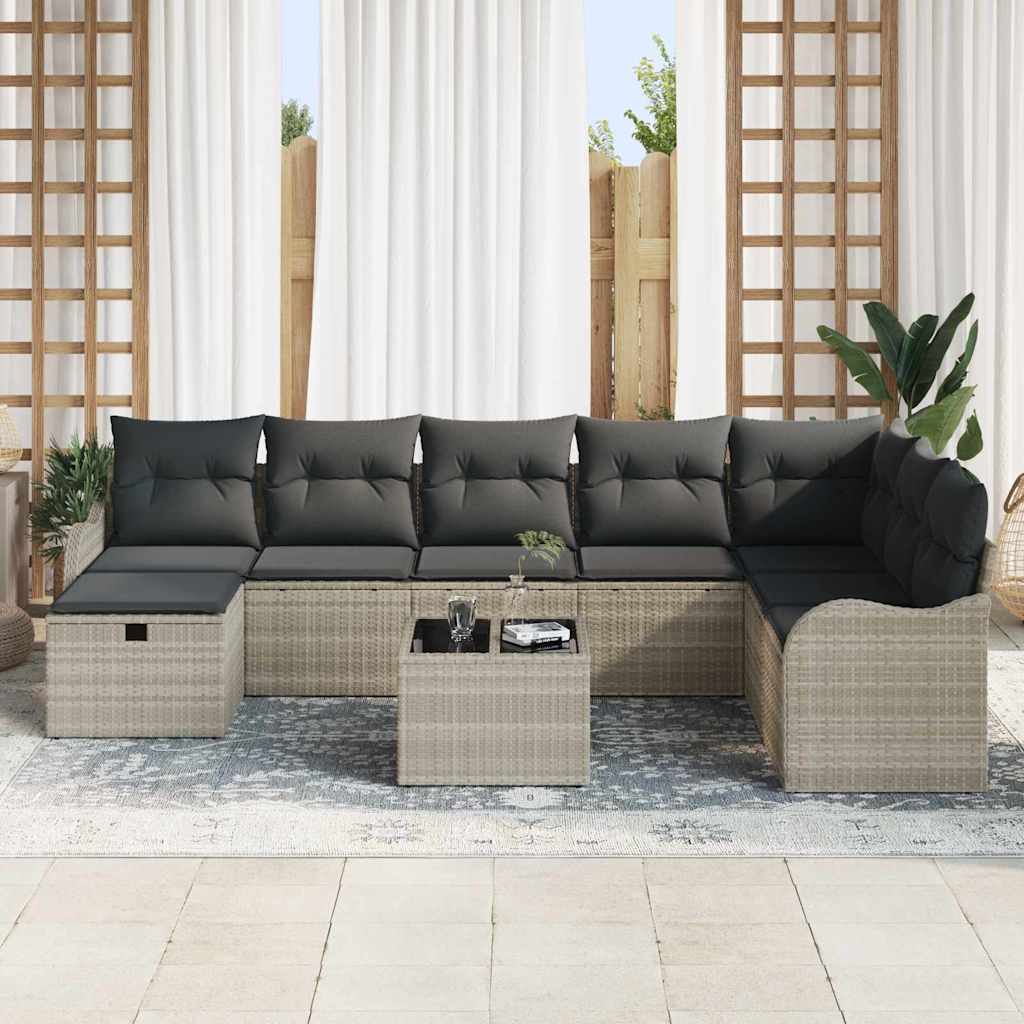 Set sofe s jastukom s pohranom 9 pcs Svijetlo siva poliratan