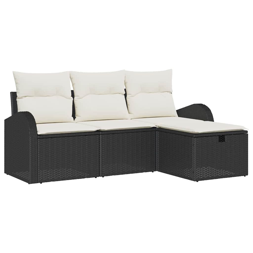 Set sofe s jastukom s pohranom 4 pcs Crna i Krema poliratan