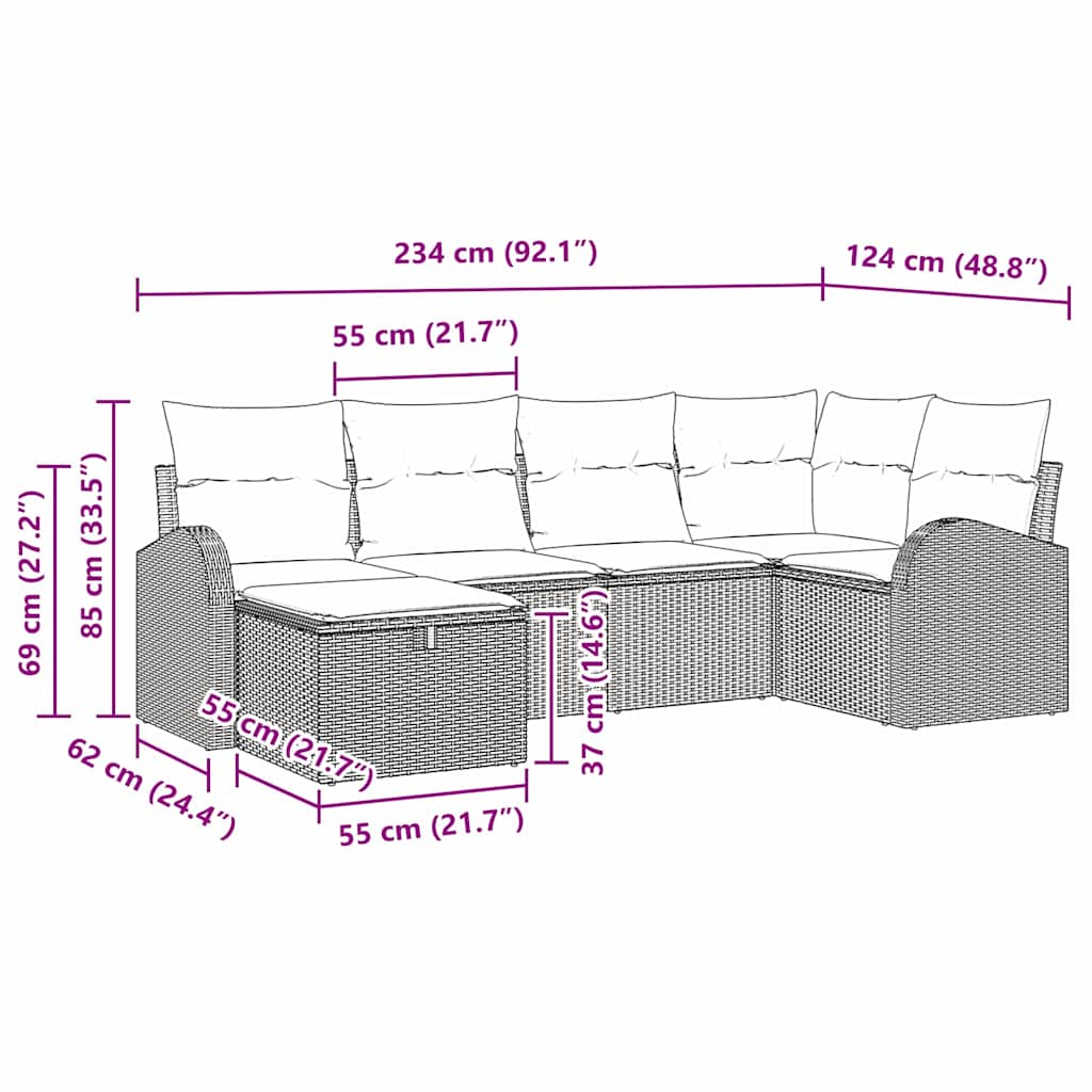 Set sofe s jastukom s pohranom 6 pcs Siva poliratan
