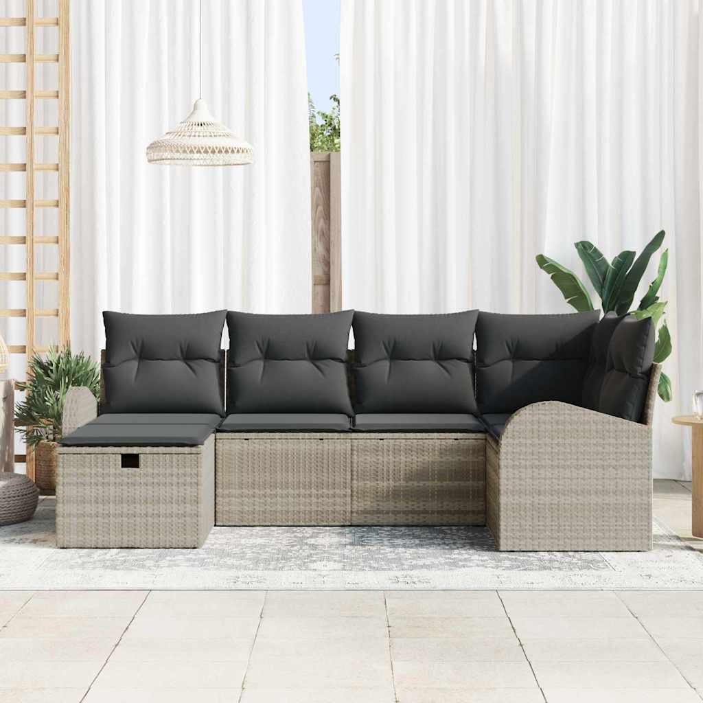 Set sofe s jastukom s pohranom 6 pcs Svijetlo siva poliratan