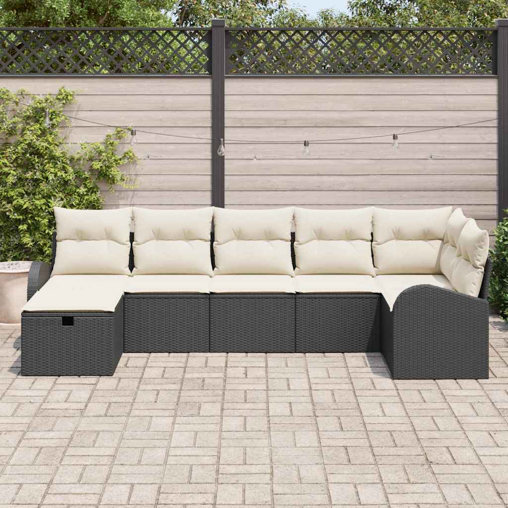 Set sofe s jastukom s pohranom 7 pcs Crna i Krema poliratan