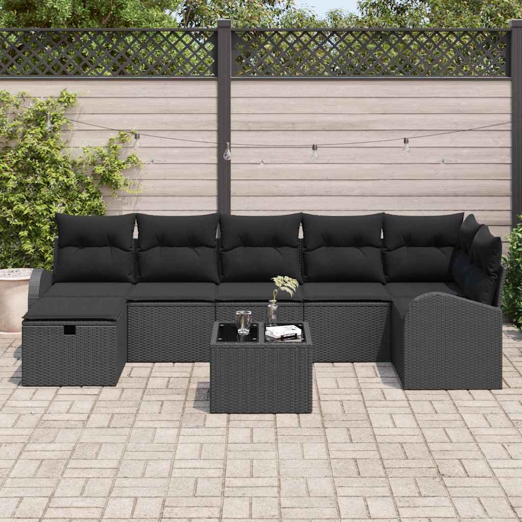 Set sofe s jastukom s pohranom 8 pcs Crna poliratan