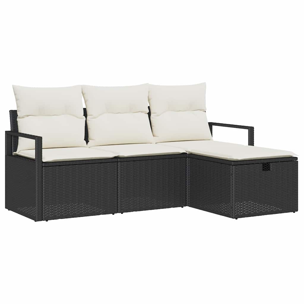 Set sofe s jastukom s pohranom 4 pcs Crna i Krema poliratan