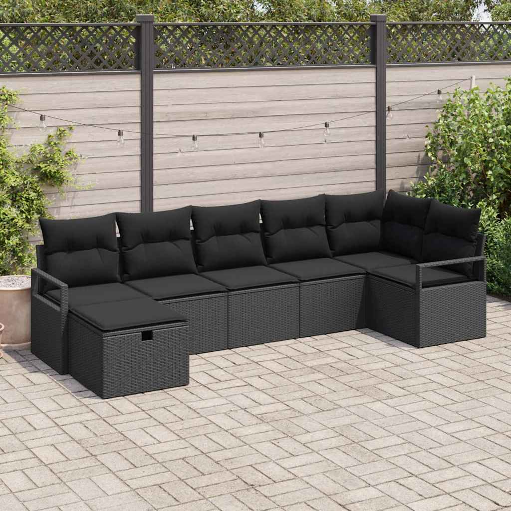 Set sofe s jastukom s pohranom 7 pcs Crna poliratan