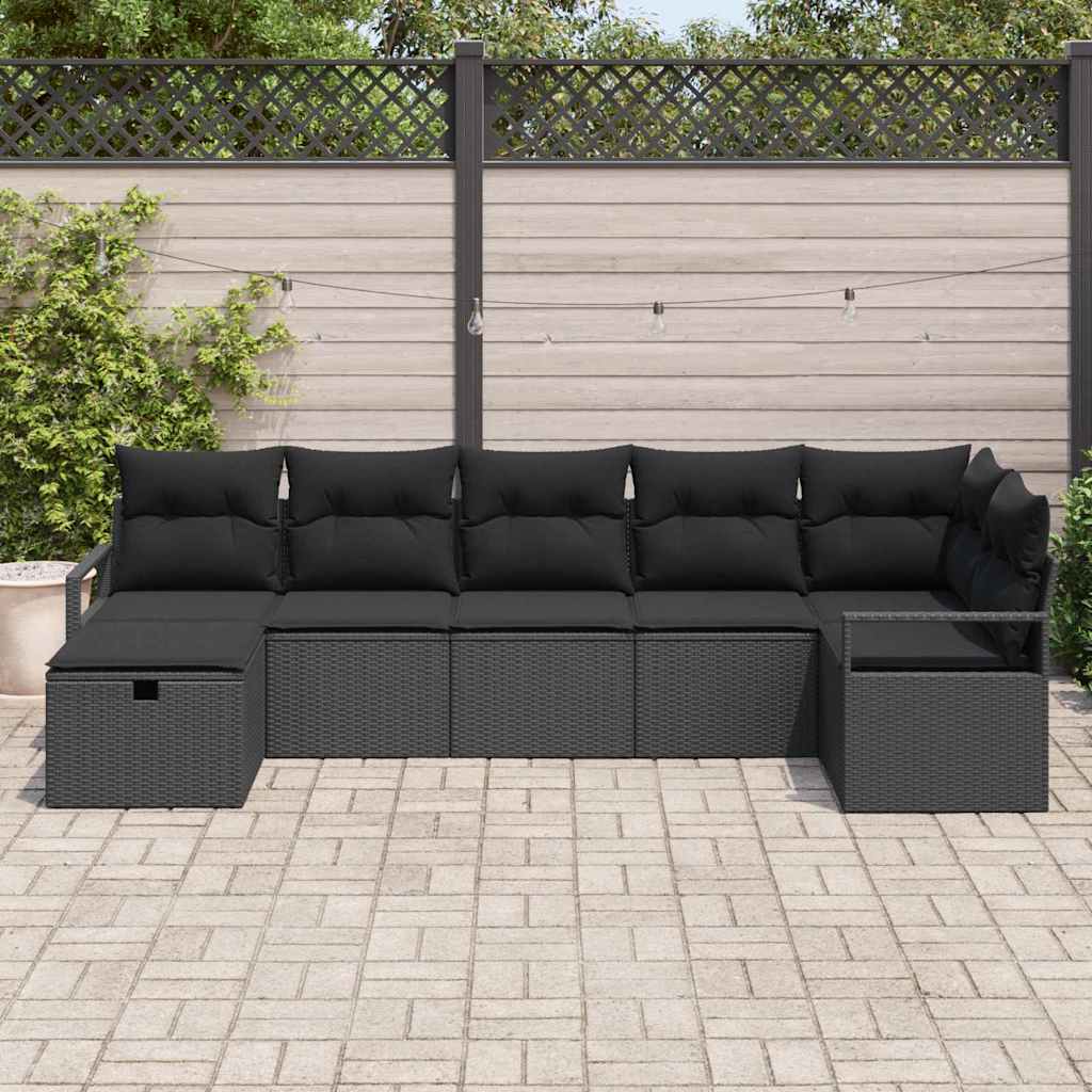 Set sofe s jastukom s pohranom 7 pcs Crna poliratan