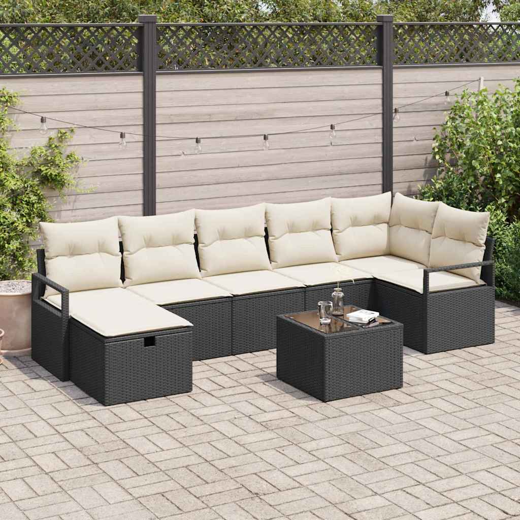 Set sofe s jastukom s pohranom 8 pcs Crna i Krema poliratan