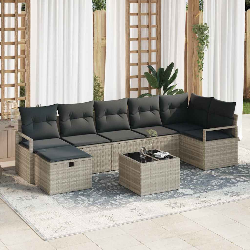 Set sofe s jastukom s pohranom 8 pcs Svijetlo siva poliratan