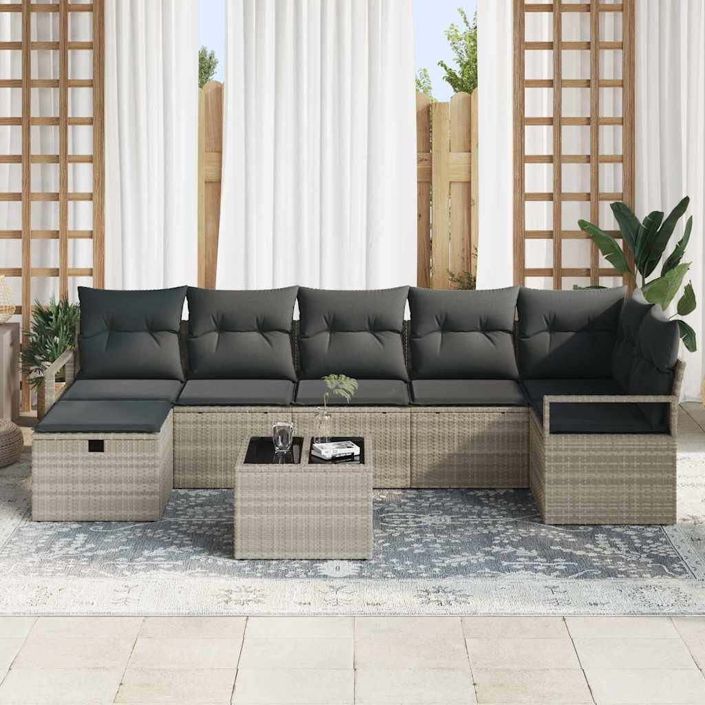 Set sofe s jastukom s pohranom 8 pcs Svijetlo siva poliratan
