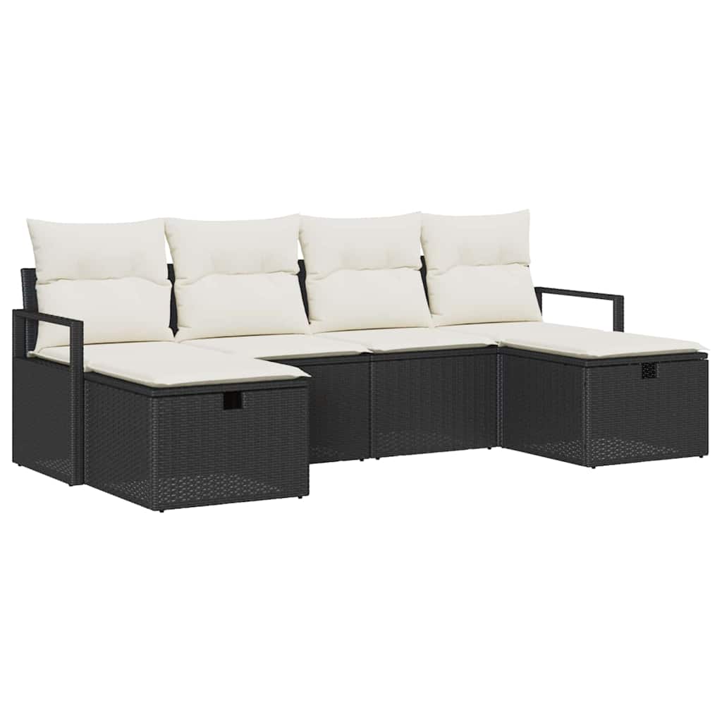 Set sofe s jastukom s pohranom 6 pcs Crna i Krema poliratan