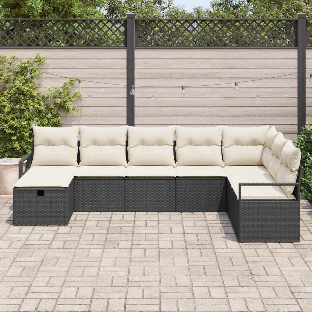 Set sofe s jastukom s pohranom 8 pcs Crna i Krema poliratan