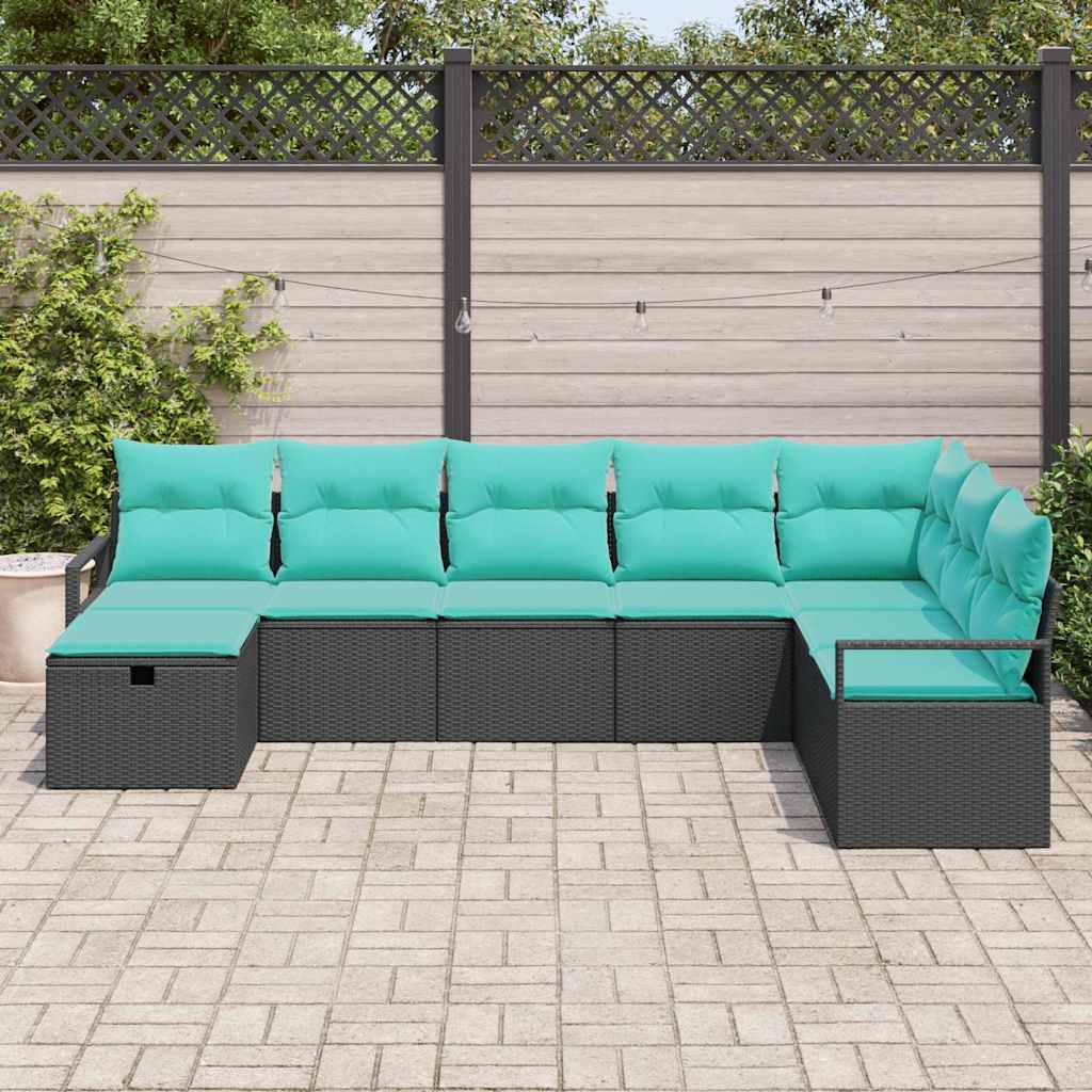Set sofe s jastukom s pohranom 8 pcs Crna poliratan