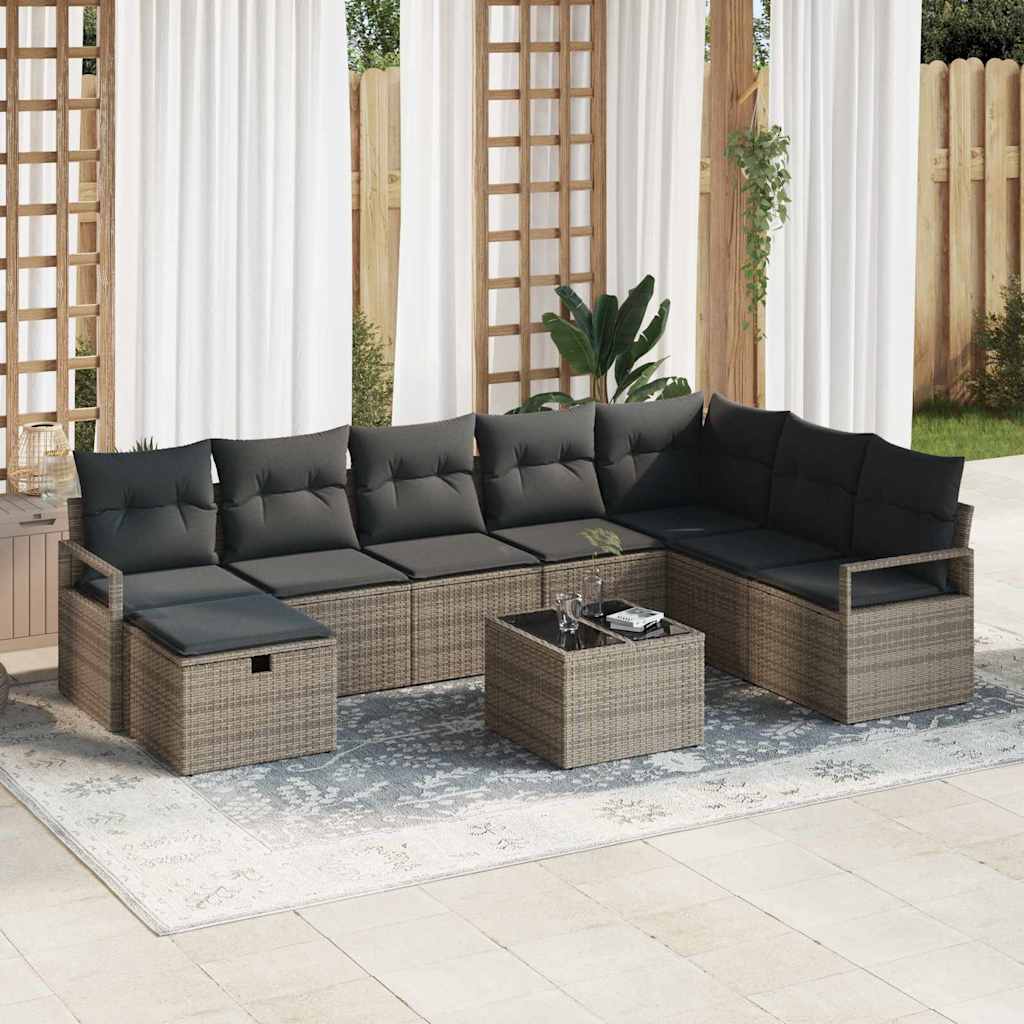 Set sofe s jastukom s pohranom 9 pcs Siva poliratan