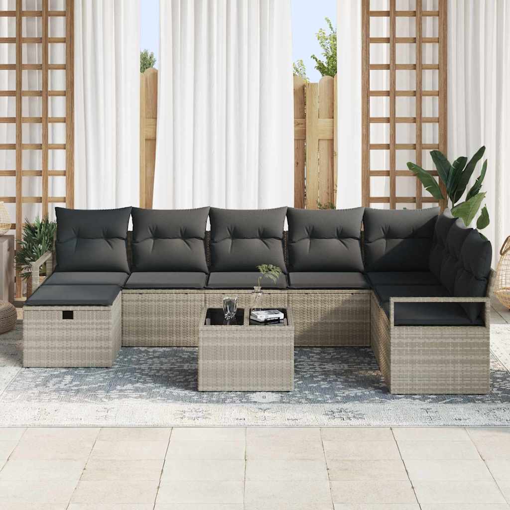 Set sofe s jastukom s pohranom 9 pcs Svijetlo siva poliratan