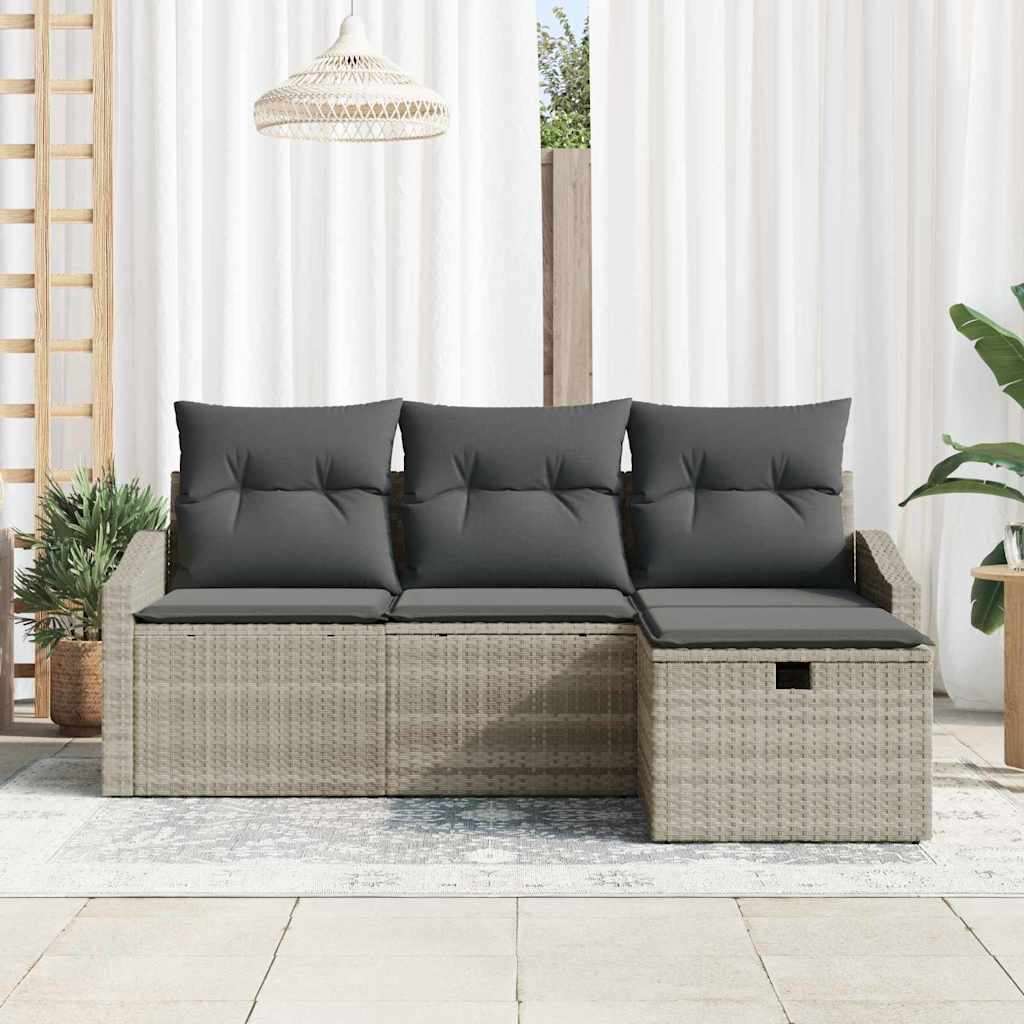 Set sofe s jastukom s pohranom 4 pcs Svijetlo siva poliratan