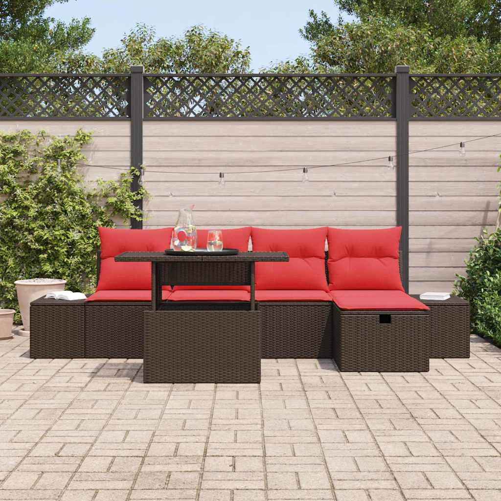 Sjedeća garnitura za vrt s jastukom s pohranom 6 pcs poliratan