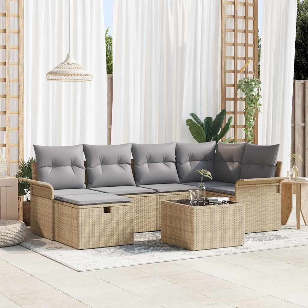 Sjedeća garnitura za vrt s jastukom s pohranom 7 pcs Poli ratan