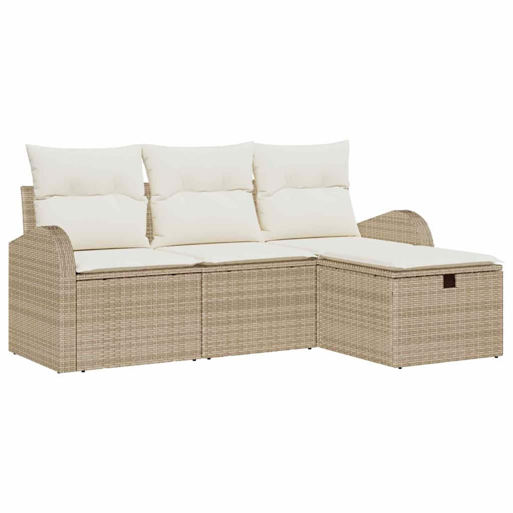 Sjedeća garnitura za vrt s jastukom 4 pcs Bež Poli ratan