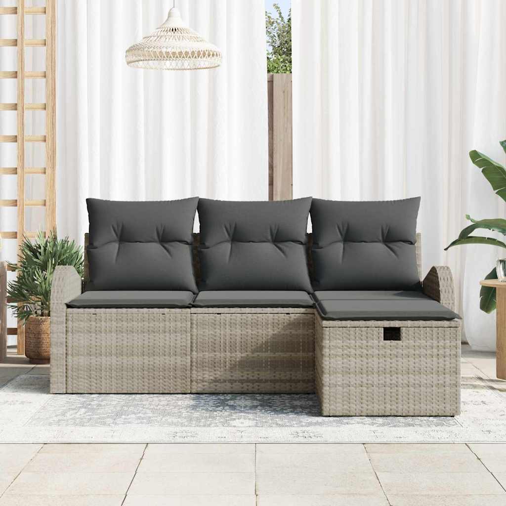 Sjedeća garnitura za vrt 4 pcs Svjetlosiva Poli ratan