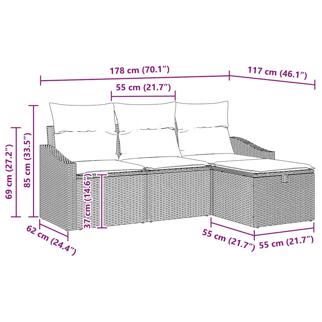 Set sofe s jastukom 4 pcs poliratan