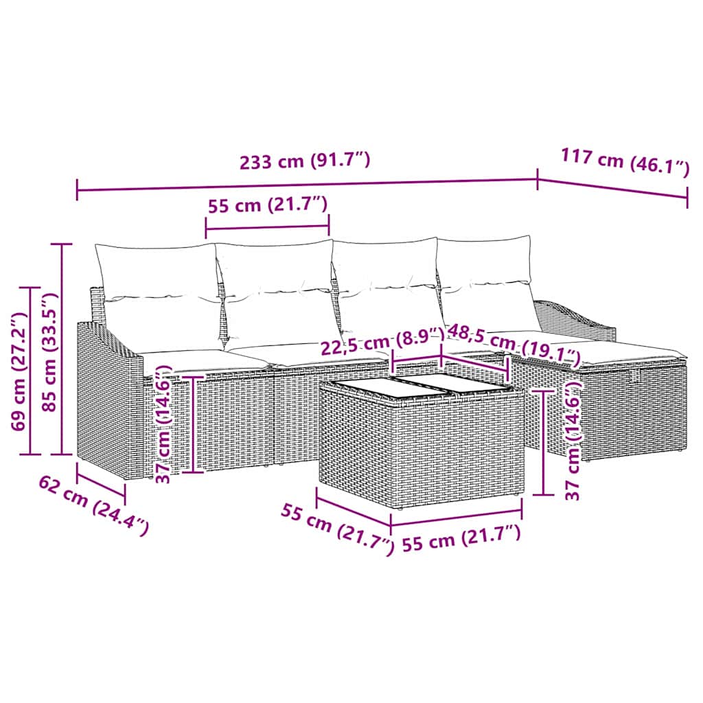Set sofe s jastukom 6 pcs poliratan