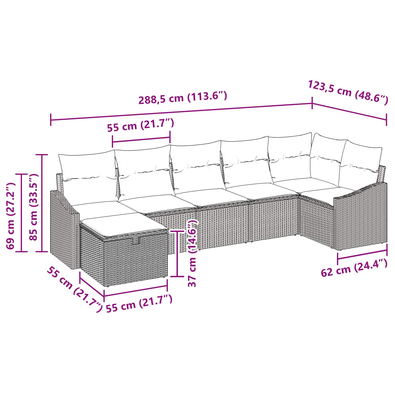 Set sofe s jastukom 4 pcs poliratan