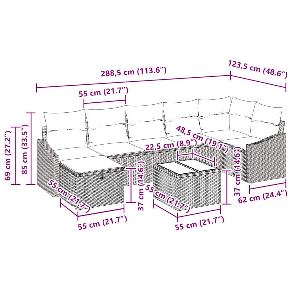 Set sofe s jastukom 8 pcs poliratan