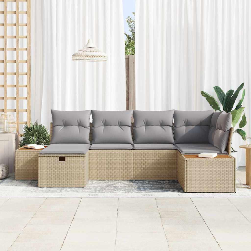 Sjedeća garnitura za vrt s jastukom s pohranom Bež poliratan