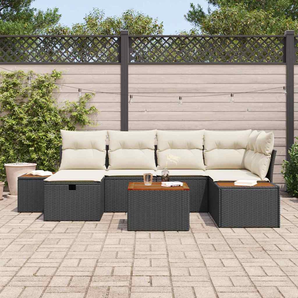 Sjedeća garnitura za vrt 7 pcs Crna 55 x 62 x 69 cm Poli ratan