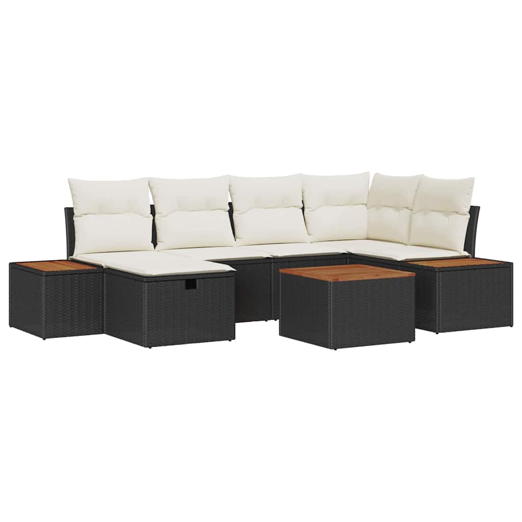 Sjedeća garnitura za vrt 7 pcs Crna 55 x 62 x 69 cm Poli ratan
