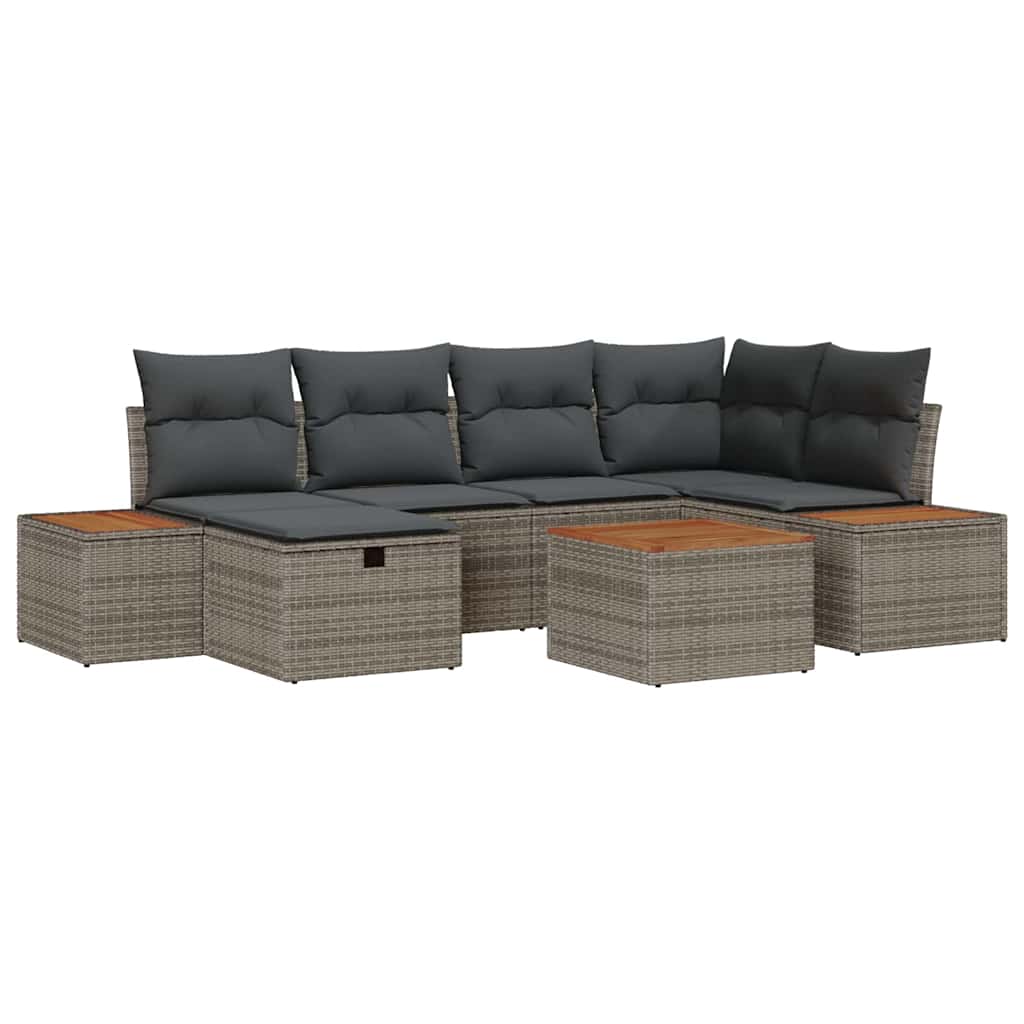 Sjedeća garnitura za vrt 7 pcs Siva 55 x 62 x 69 cm Poli ratan