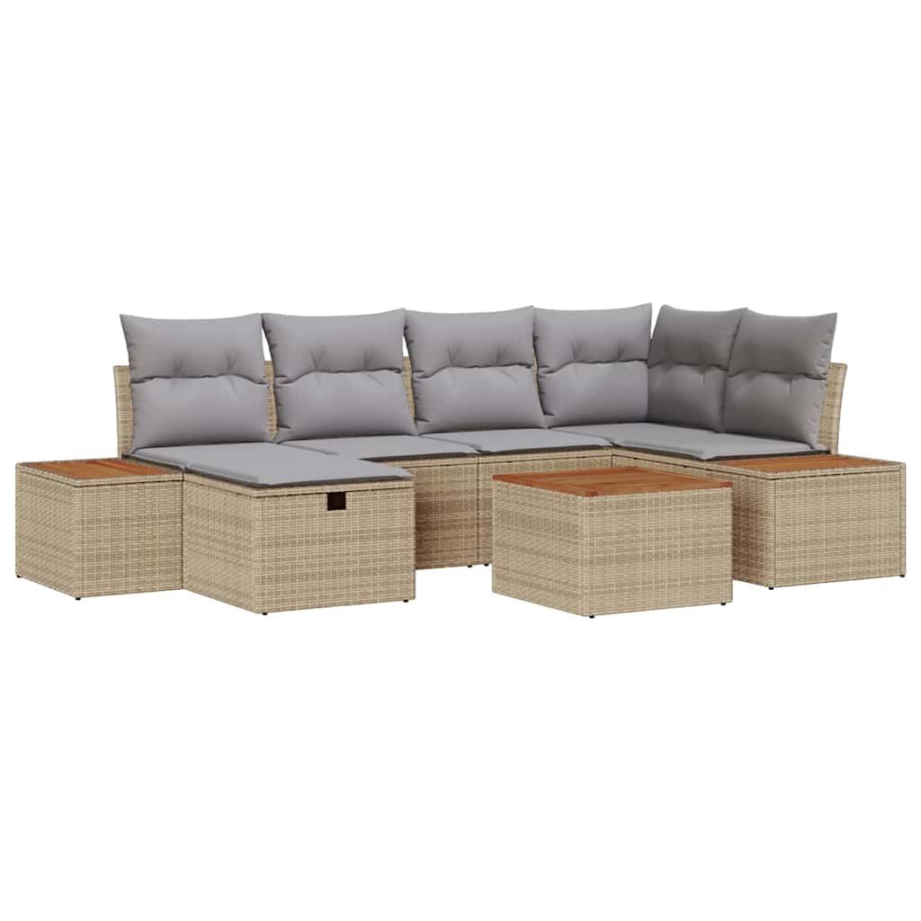 Sjedeća garnitura za vrt 7 pcs Bež 55 x 62 x 69 cm Poli ratan