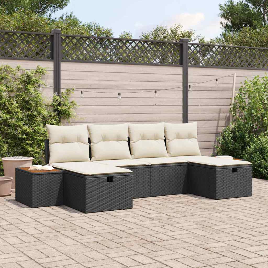 Sjedeća garnitura za vrt 6 pcs Crna 55 x 62 x 69 cm Poli ratan
