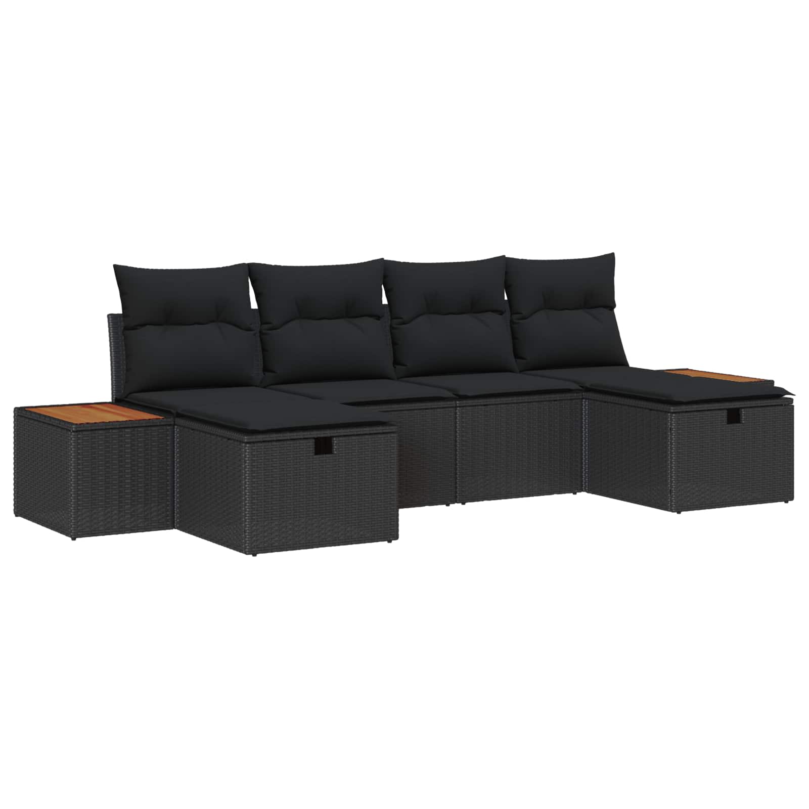Sjedeća garnitura za vrt 6 pcs Crna 55 x 62 x 69 cm Poli ratan